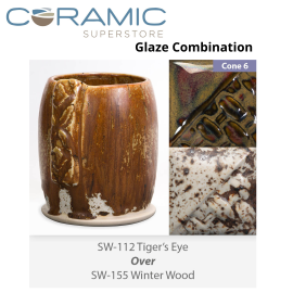 Tigers Eye SW-112 over Winter Wood SW-155 Stoneware Combination